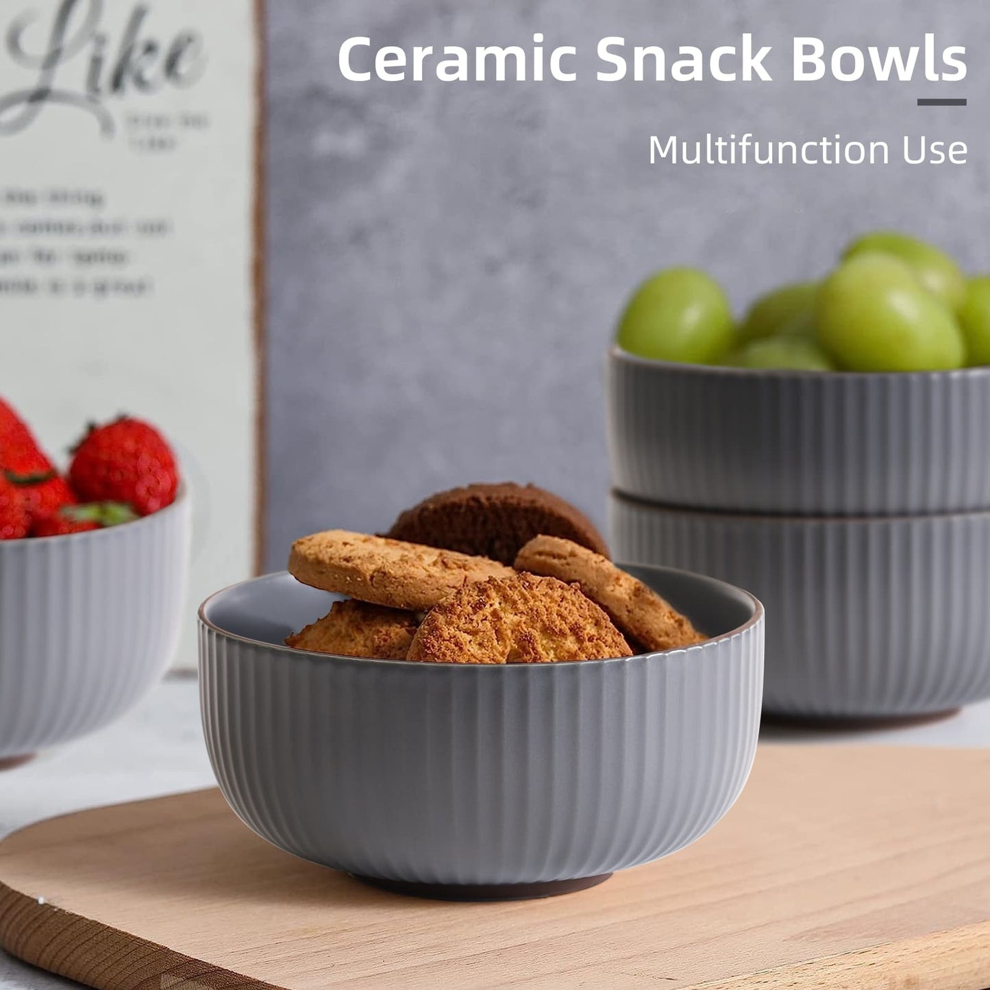 Ceramic Bowl Set - 4 Piece 46oz Kitchen Bowls