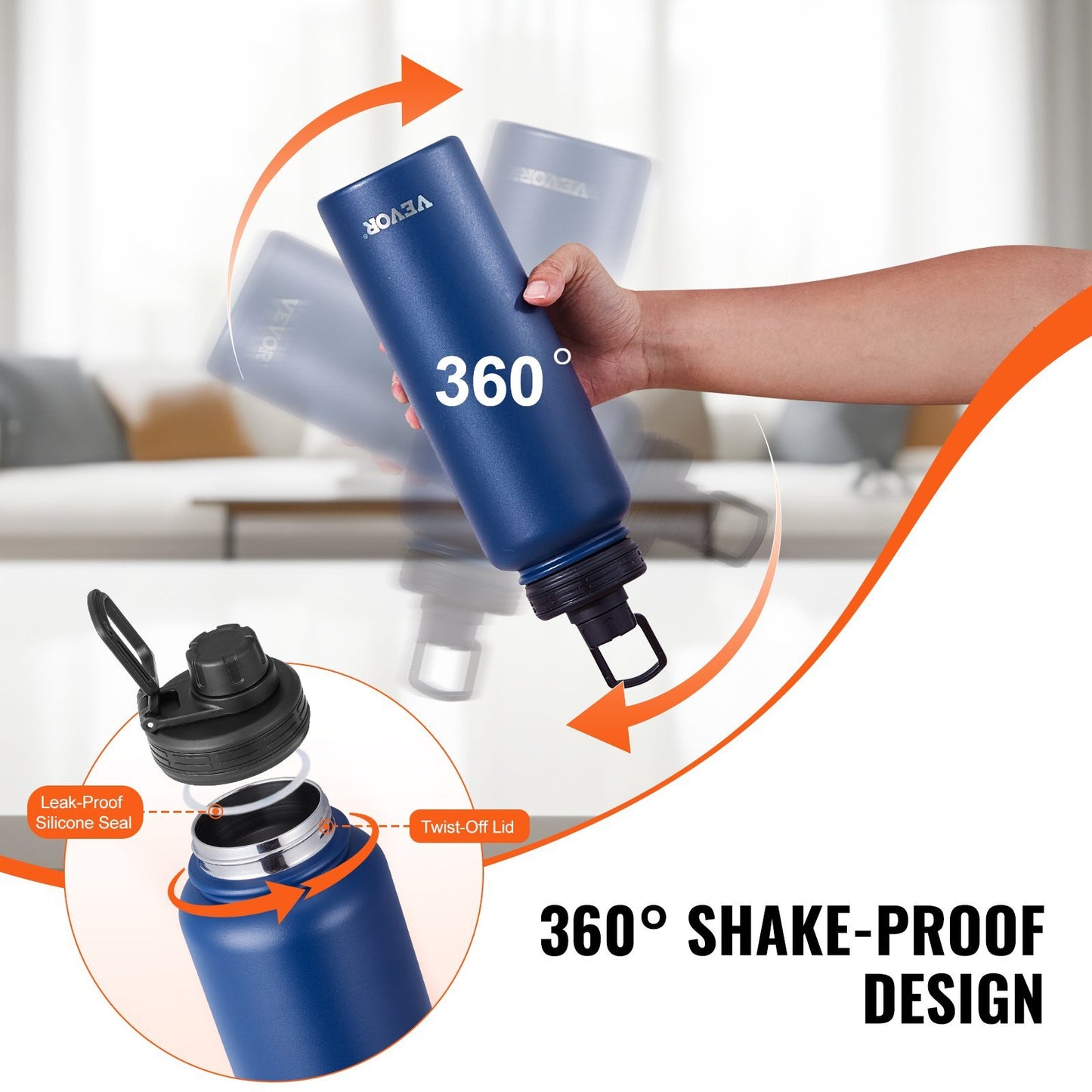 40 Oz Insulated Water Bottle with Wide Mouth Lid
