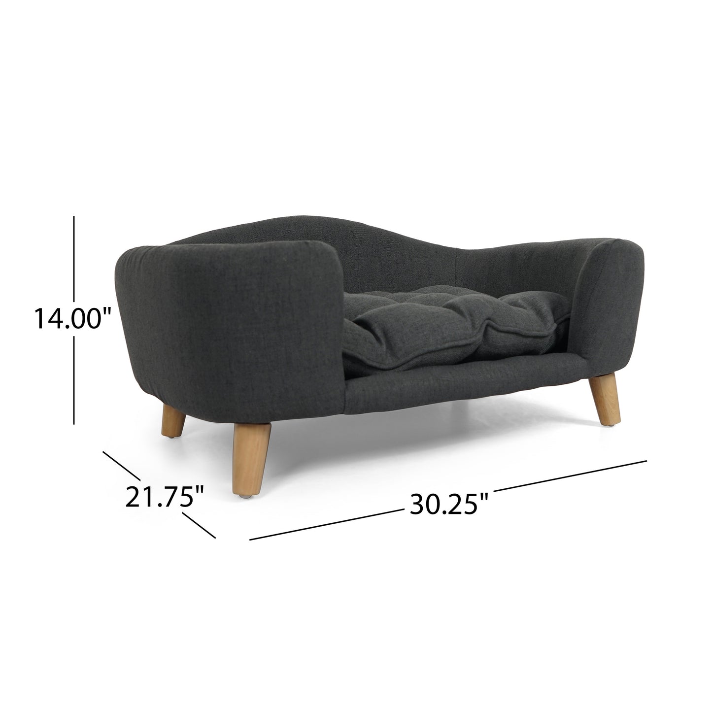 Luxury Mid-Century Modern Dog Bed – Dark Gray