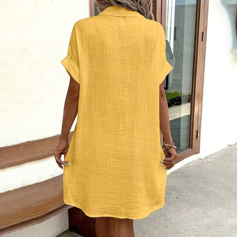 Women's Summer Shirt Dress – Casual Button Down Tunic with Pockets