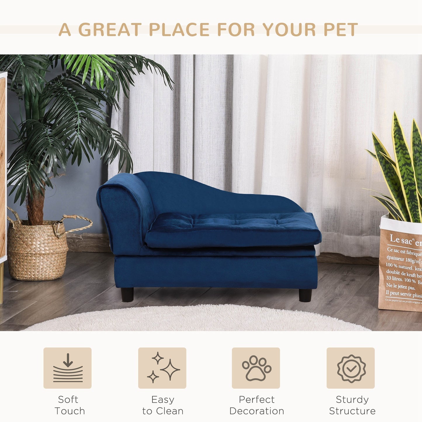 PawHut Luxury Small Dog Bed with Hidden Storage