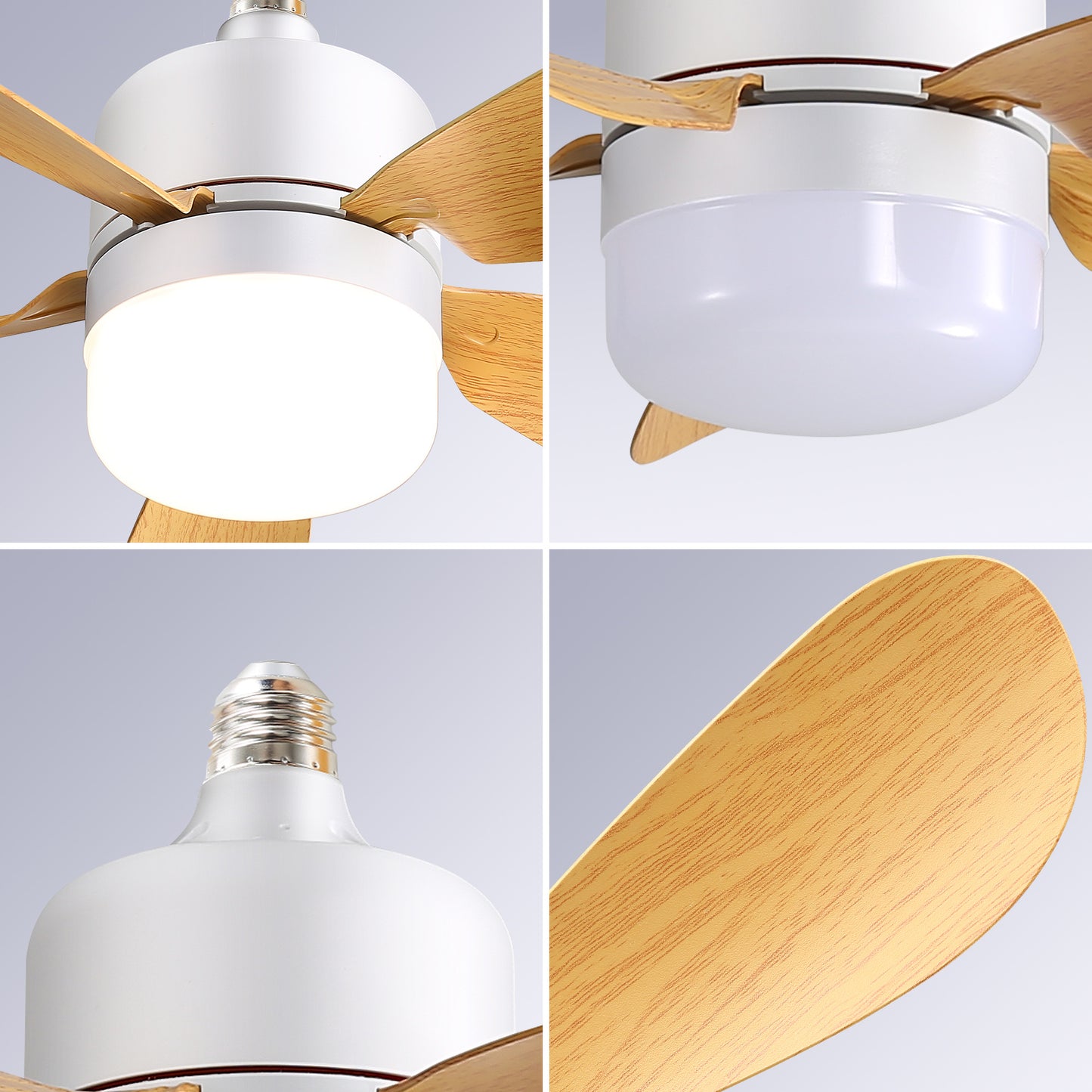 16 inch Screw-In Ceiling Fan with Dimmable LED Light with Remote Control