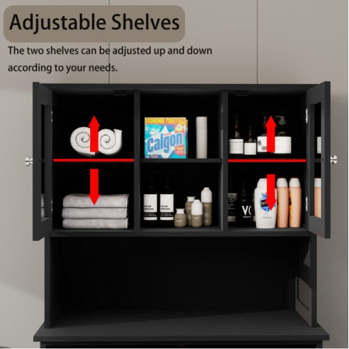 Black Tilt Out Double Laundry Cabinet with 2 Adjustable Shelves