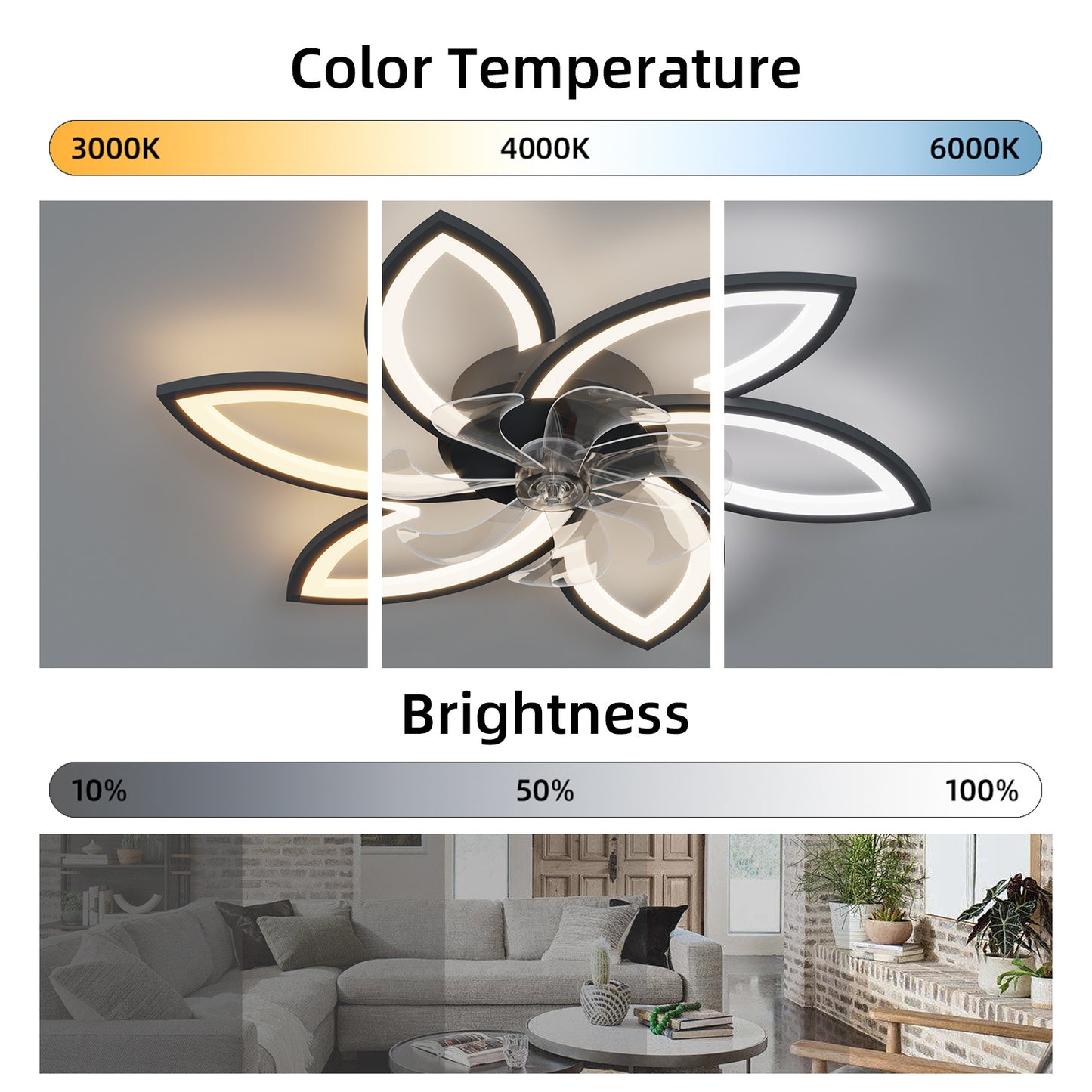 Acrylic Ceiling Fan with Lights – 30.7” Modern Flush Mount