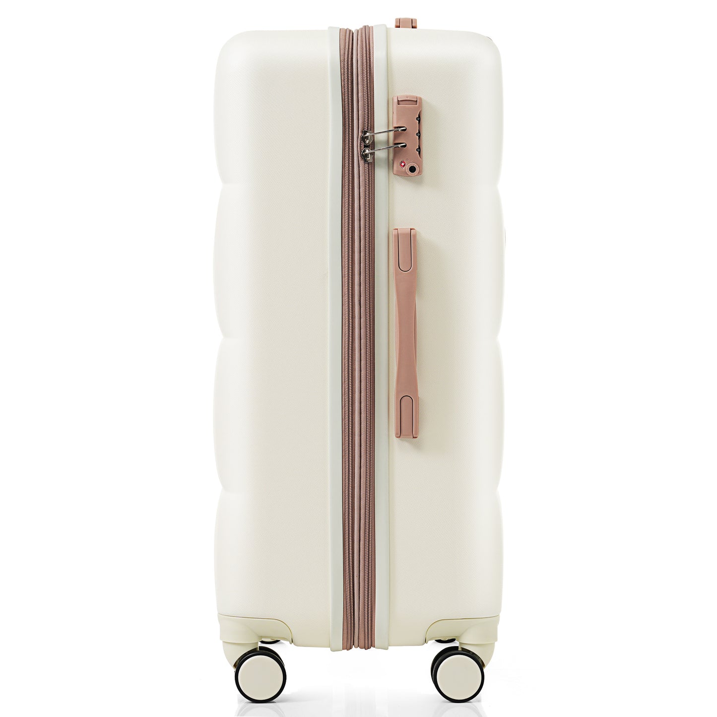 4 Piece Expandable Suitcase Set with USB Port & Travel Bag – Beige