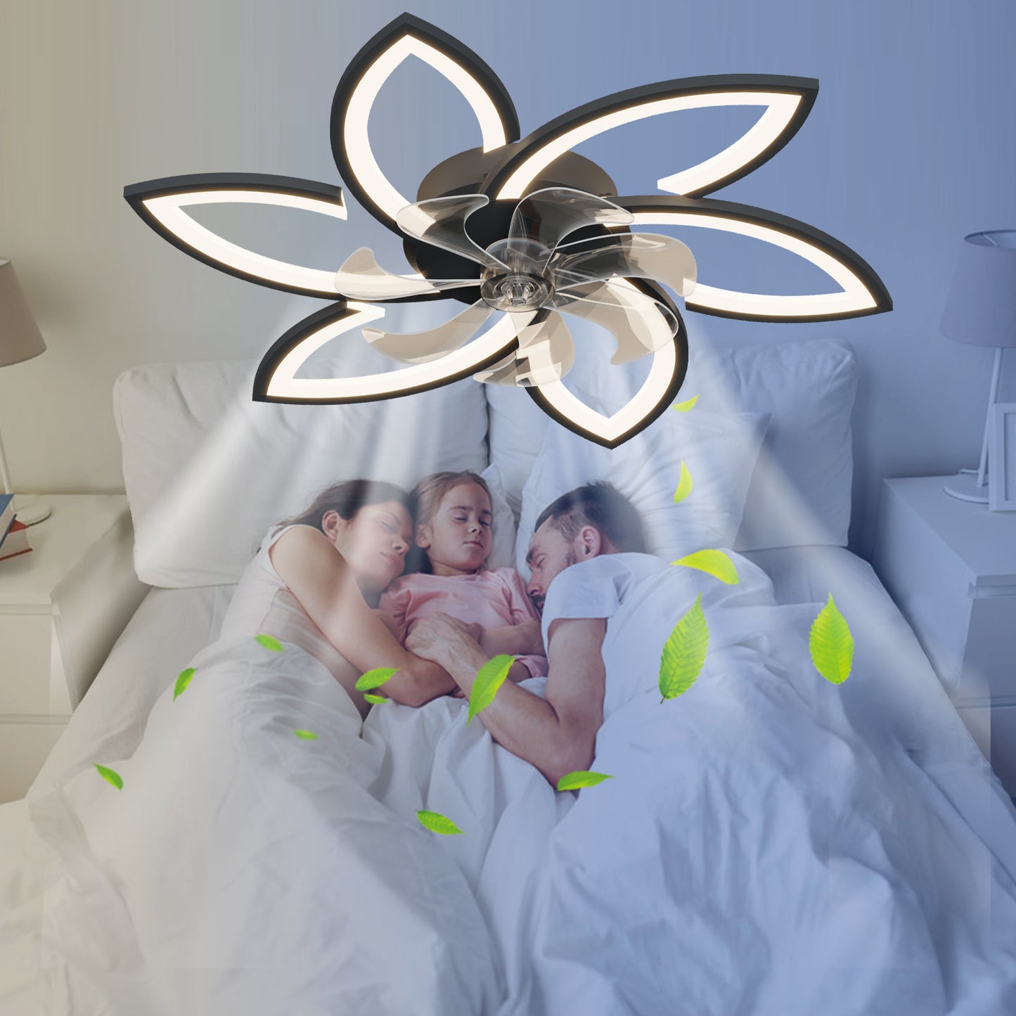 Acrylic Ceiling Fan with Lights – 30.7” Modern Flush Mount