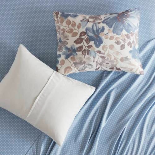 Blue Floral Comforter Set with Bed Sheets – Queen Size