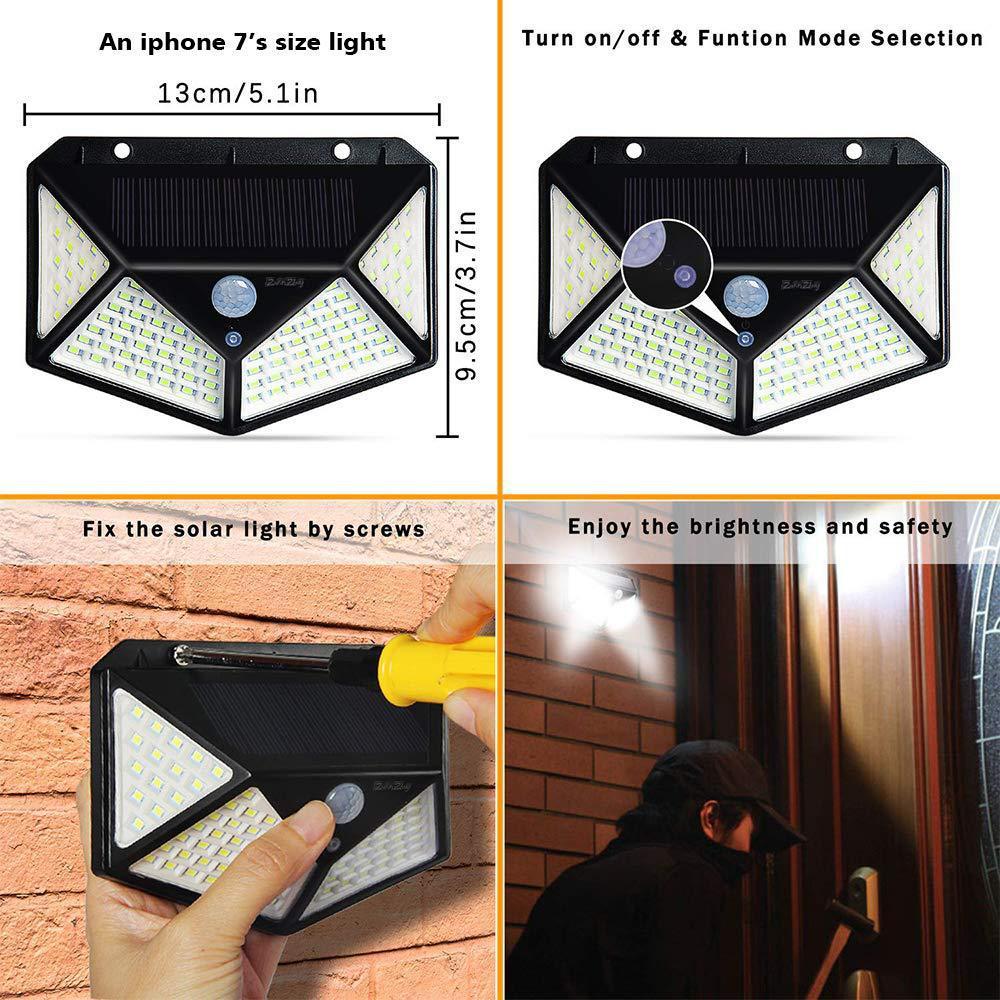 Solar Four Sided Wall Lamp with High Efficiency Outdoor Lighting