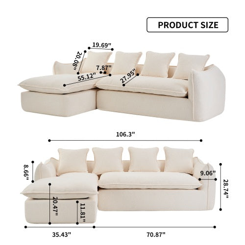 L-Shaped 3 Seater Sofa – Deep Seat, Comfy Sectional