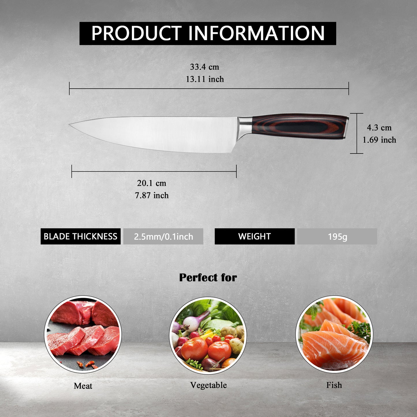 Kegani Japanese Chef Knife 8 Inch