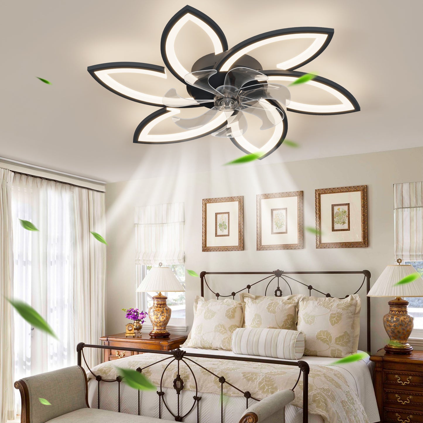 Acrylic Ceiling Fan with Lights – 30.7” Modern Flush Mount