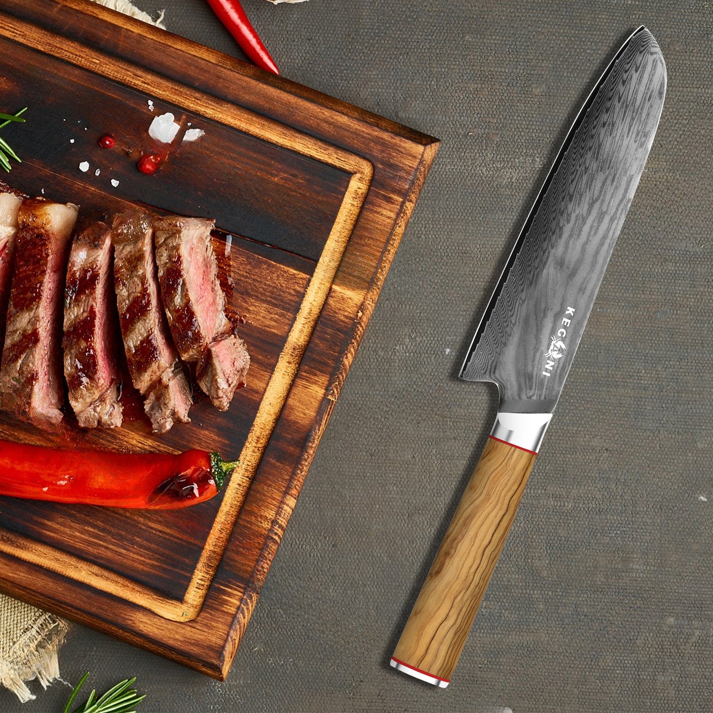Kegani Kiritsuke Knife - 8 Inch Professional Japanese Chef's Knife