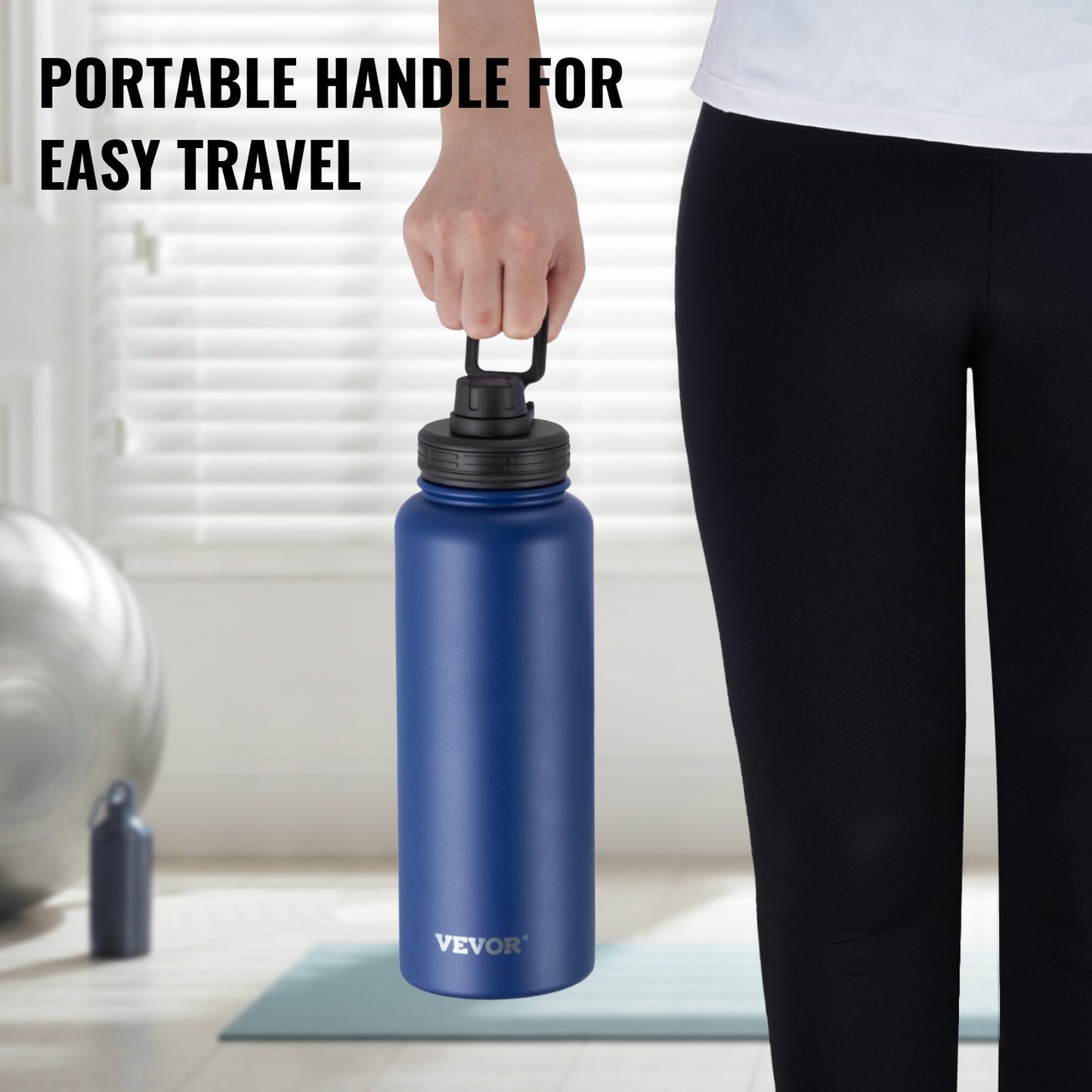 40 Oz Insulated Water Bottle with Wide Mouth Lid