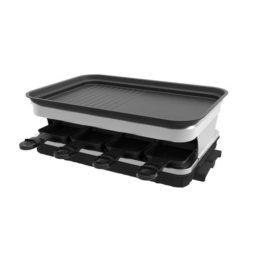 Raclette Non stick Grill with 8 Mini Pans, Adjustable Temperature Electric Party Grill