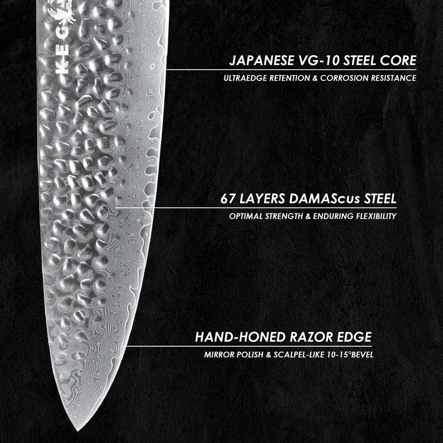Kegani Chef Knife, 8 Inch Damascus Chefs Knife
