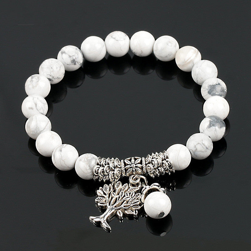Frosted White Pine Bead Bracelet