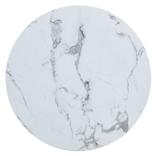 31.5" White Marble Round Coffee Table with Adjustable Feet
