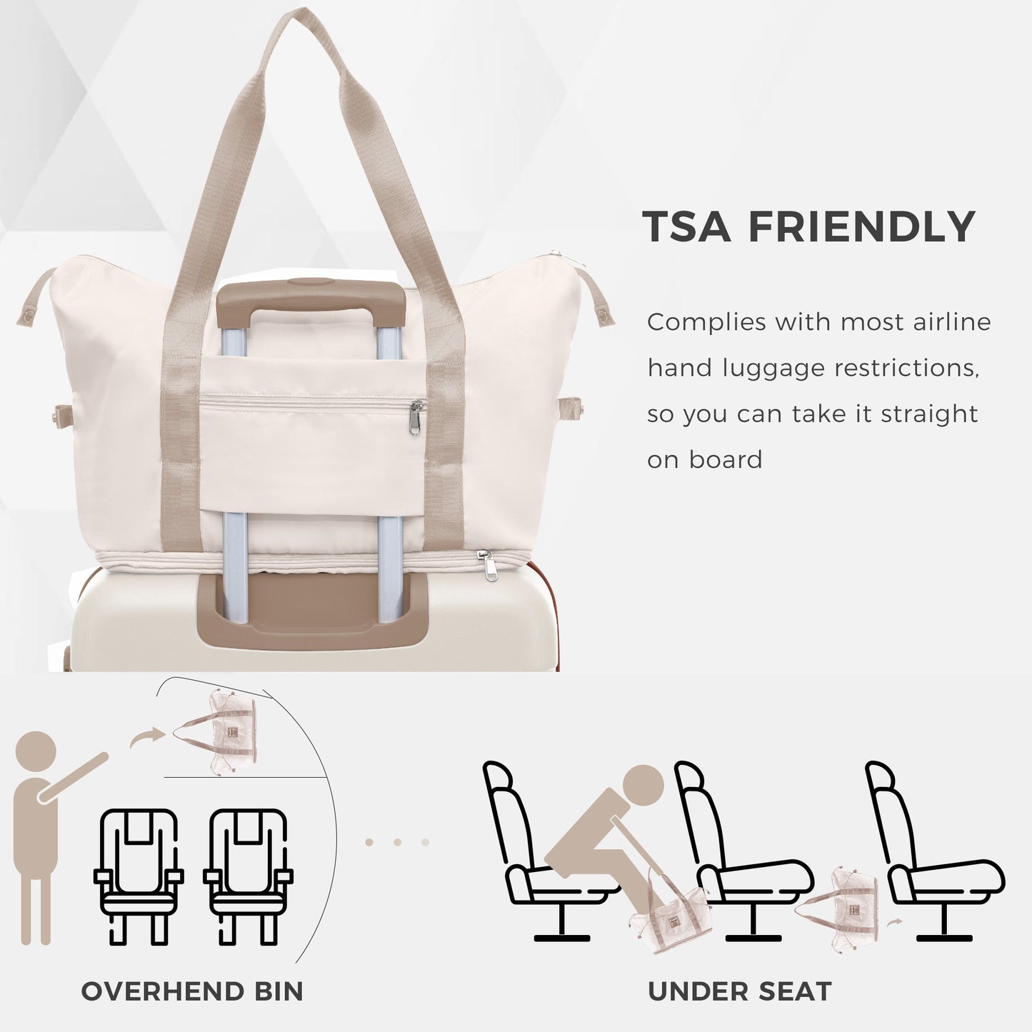 4 Piece Expandable Suitcase Set with USB Port & Travel Bag – Beige