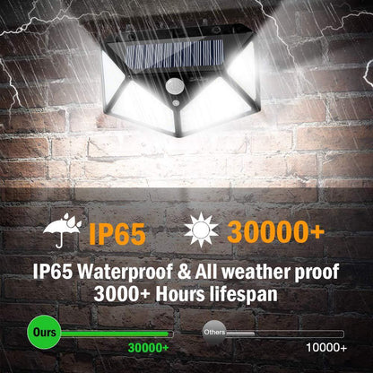 Solar Four Sided Wall Lamp with High Efficiency Outdoor Lighting