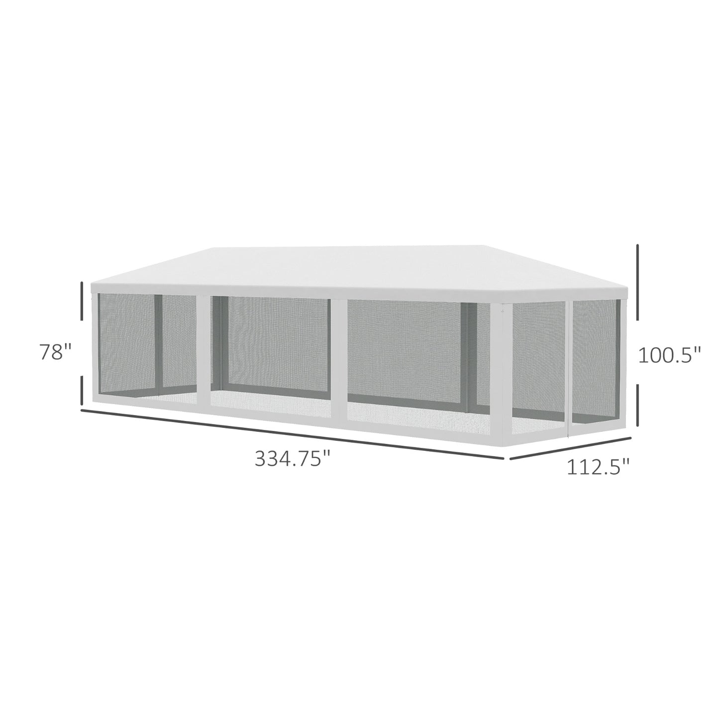 Outdoor Event Tent Canopy 10' x 28' – with 8 Removable Mesh Sidewalls