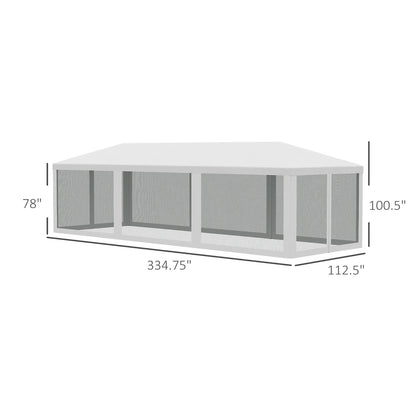 Outdoor Event Tent Canopy 10' x 28' – with 8 Removable Mesh Sidewalls