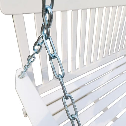 Wooden Front Porch Swing with Chain - White Fir Wood Bench
