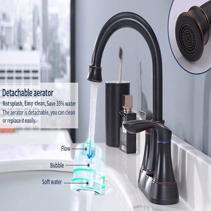 Oil Rubbed Bronze Bathroom Sink Faucet with Pop Up Drain & Supply Hoses