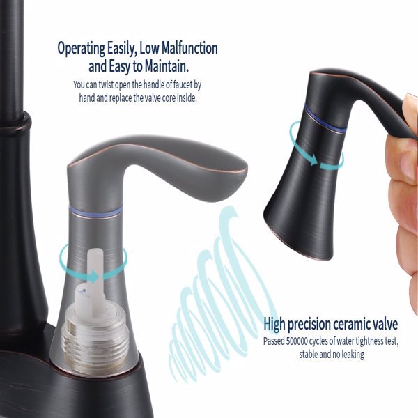 Oil Rubbed Bronze Bathroom Sink Faucet with Pop Up Drain & Supply Hoses