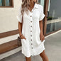Women's Summer Shirt Dress – Casual Button Down Tunic with Pockets