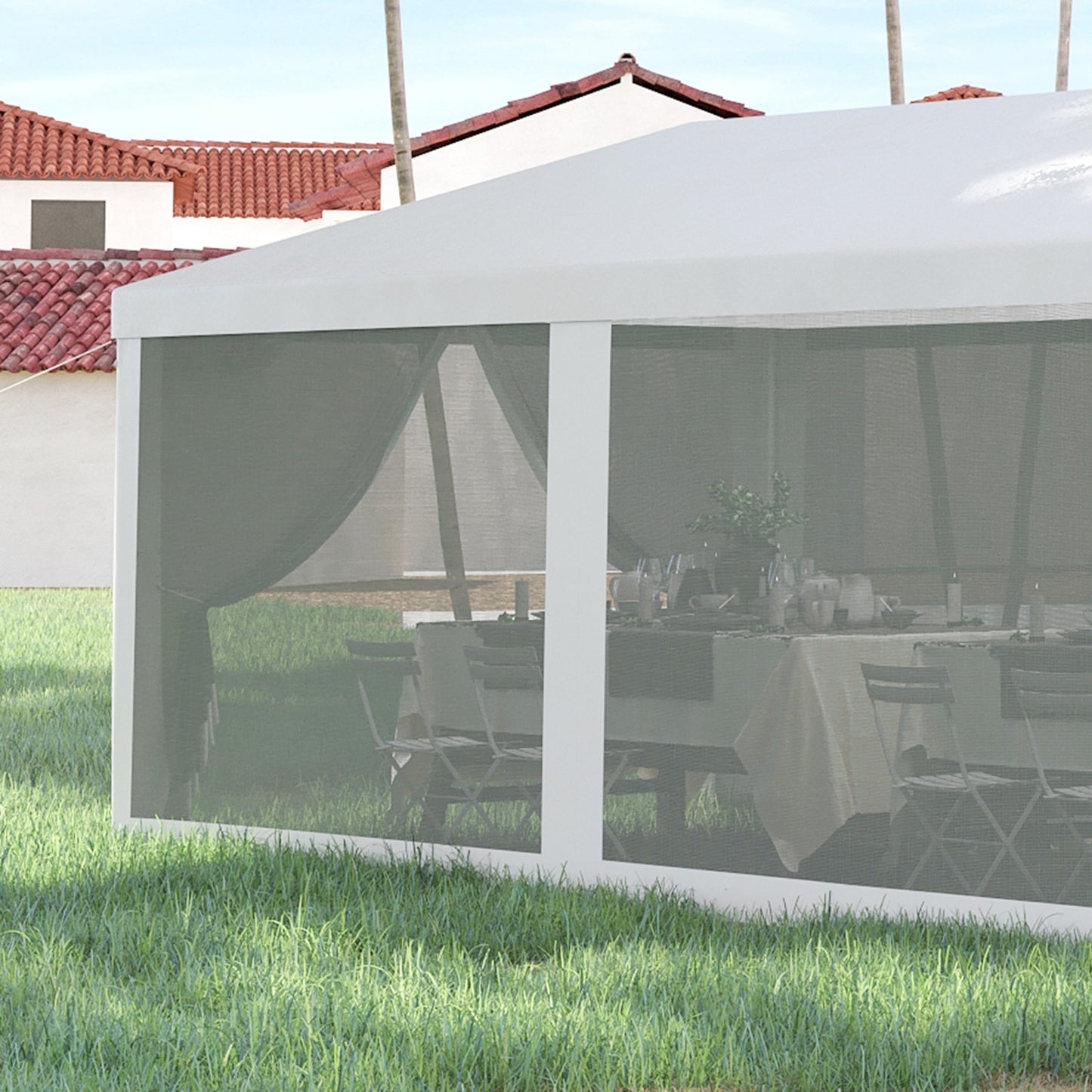 Outdoor Event Tent Canopy 10' x 28' – with 8 Removable Mesh Sidewalls