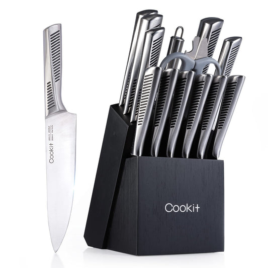 Kitchen Knife Set, 15 Piece Knife Set with Block