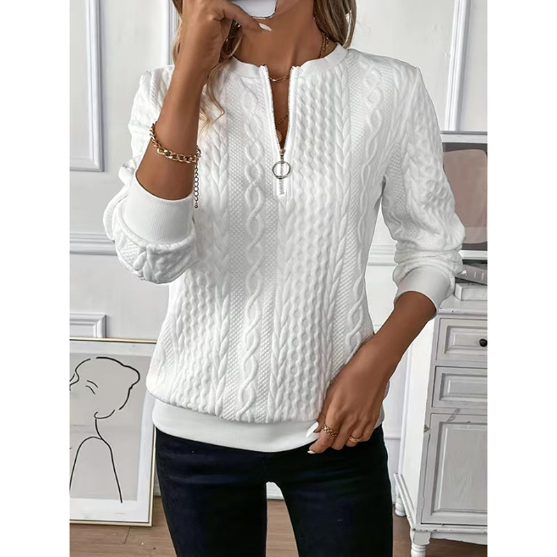 Women's Textured Half-Zip Pullover - Cozy Long Sleeve