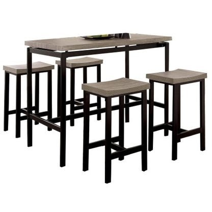 5 Piece Counter Height Dining Set - Black and Gray