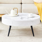 31.5" White Marble Round Coffee Table with Adjustable Feet