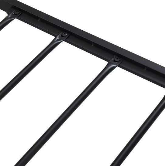 Queen Size Metal Bed Frame with Wooden Headboard and USB Plug