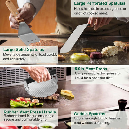 Grilljoy Pro 37 Piece All in One Griddle Accessories Kit with Basting Dome and Bag