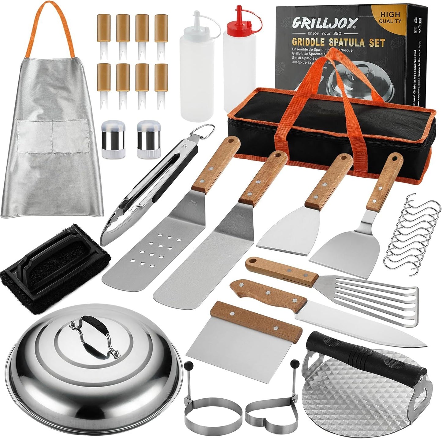 Grilljoy Pro 37 Piece All in One Griddle Accessories Kit with Basting Dome and Bag