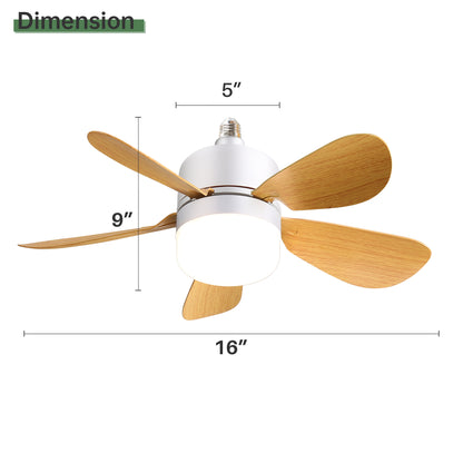 16 inch Screw-In Ceiling Fan with Dimmable LED Light with Remote Control