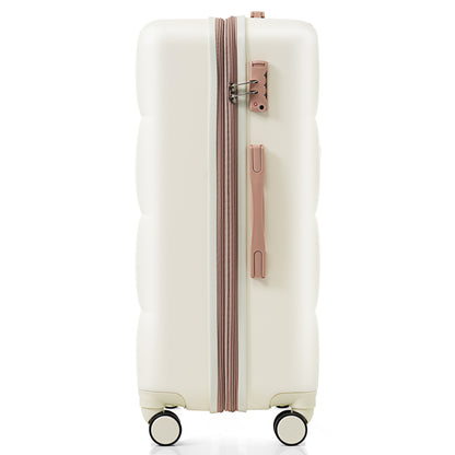 4 Piece Expandable Suitcase Set with USB Port & Travel Bag – Beige