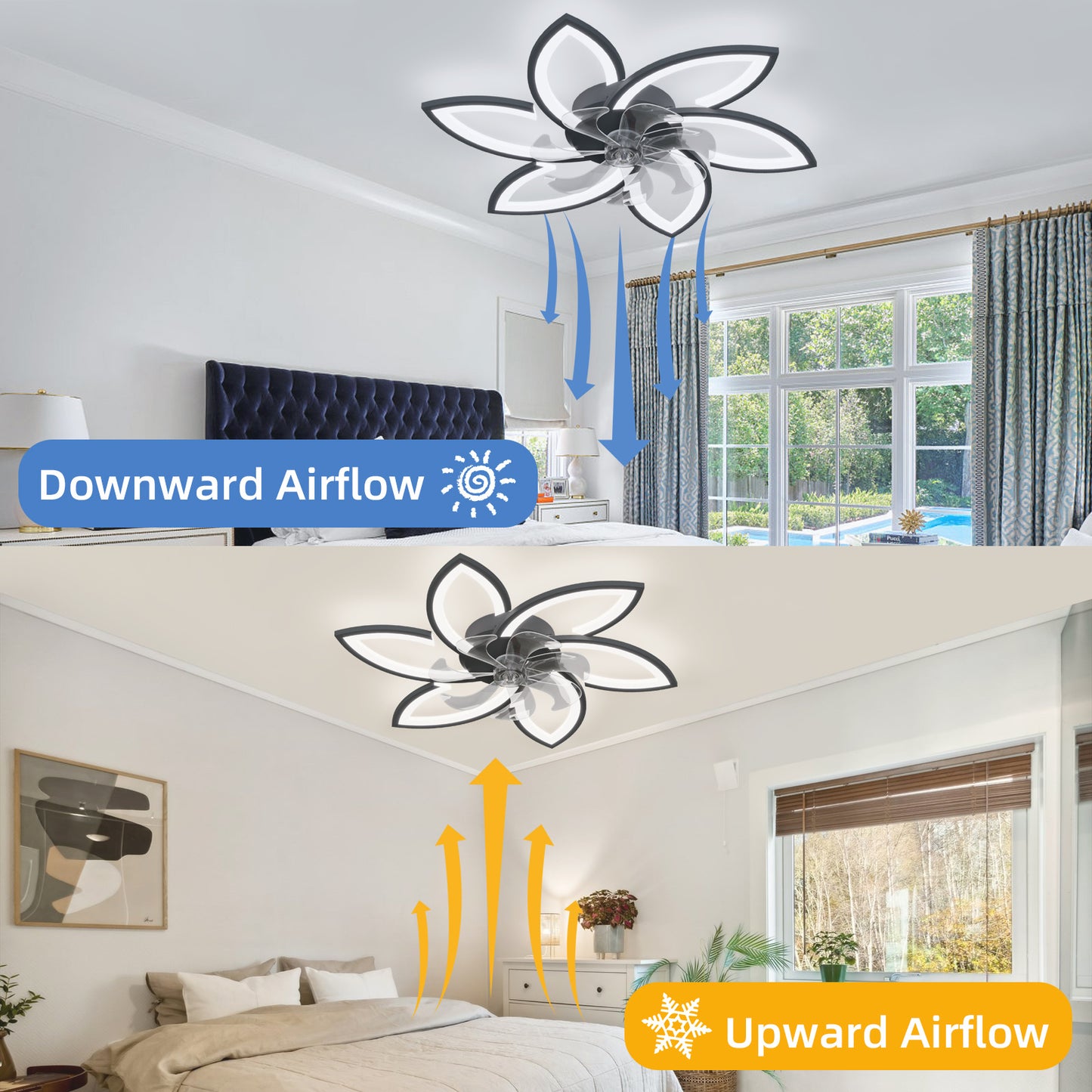 Acrylic Ceiling Fan with Lights – 30.7” Modern Flush Mount