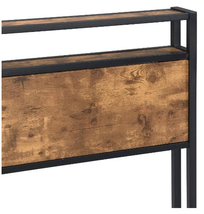 Queen Size Metal Bed Frame with Wooden Headboard and USB Plug