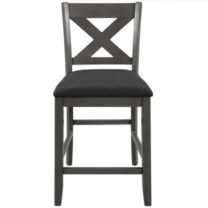 TOPMAX 5 Piece Counter Height Farmhouse Dining Set – Rustic Gray