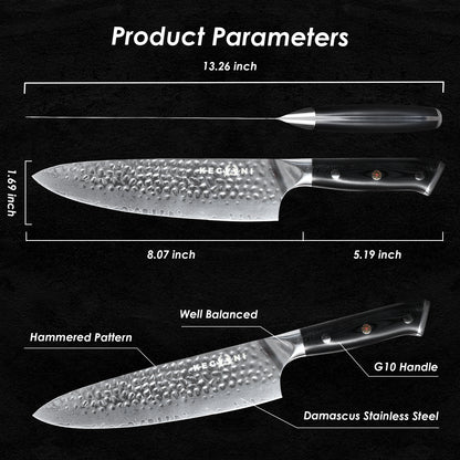 Kegani Chef Knife, 8 Inch Damascus Chefs Knife