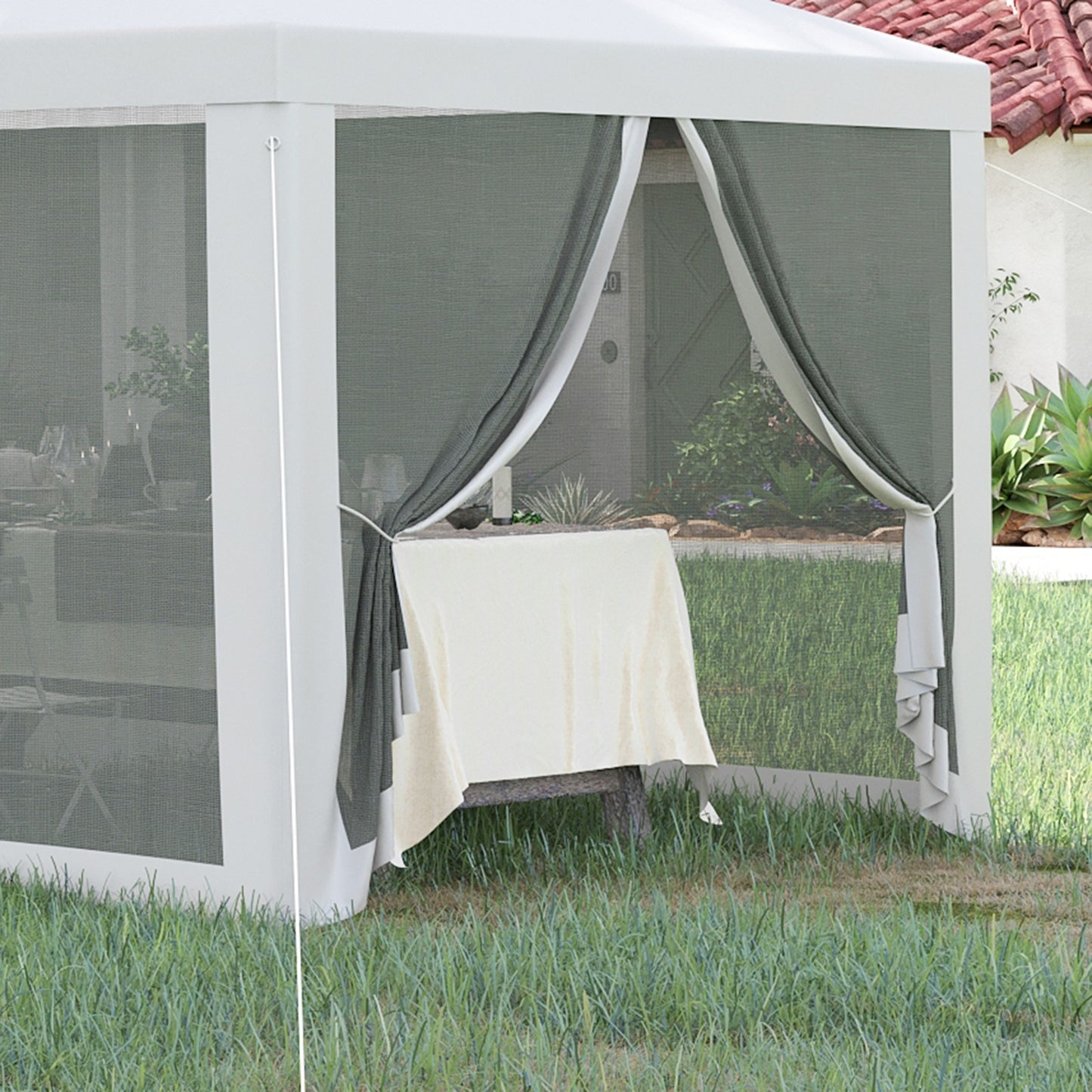 Outdoor Event Tent Canopy 10' x 28' – with 8 Removable Mesh Sidewalls