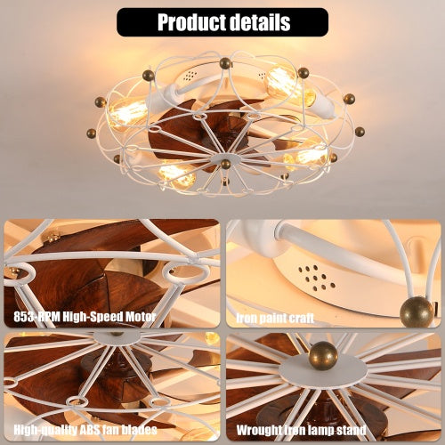 Modern Low Profile 20 inch Cage Ceiling Fan with Light