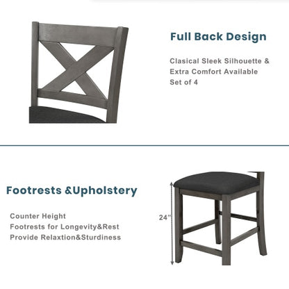 TOPMAX 5 Piece Counter Height Farmhouse Dining Set – Rustic Gray