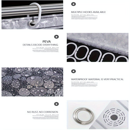 3D Pebble Pattern Shower Curtain with Magnets