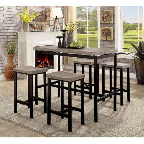 5 Piece Counter Height Dining Set - Black and Gray