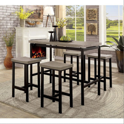 5 Piece Counter Height Dining Set - Black and Gray