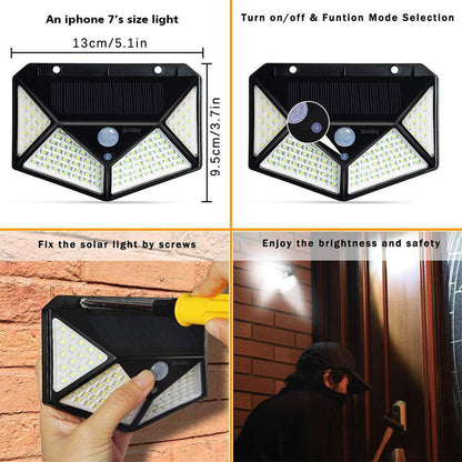 Solar Four Sided Wall Lamp with High Efficiency Outdoor Lighting